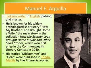 manuel arguilla works|PHILIPPINE LITERATURE: MANUEL ARGUILLA.
